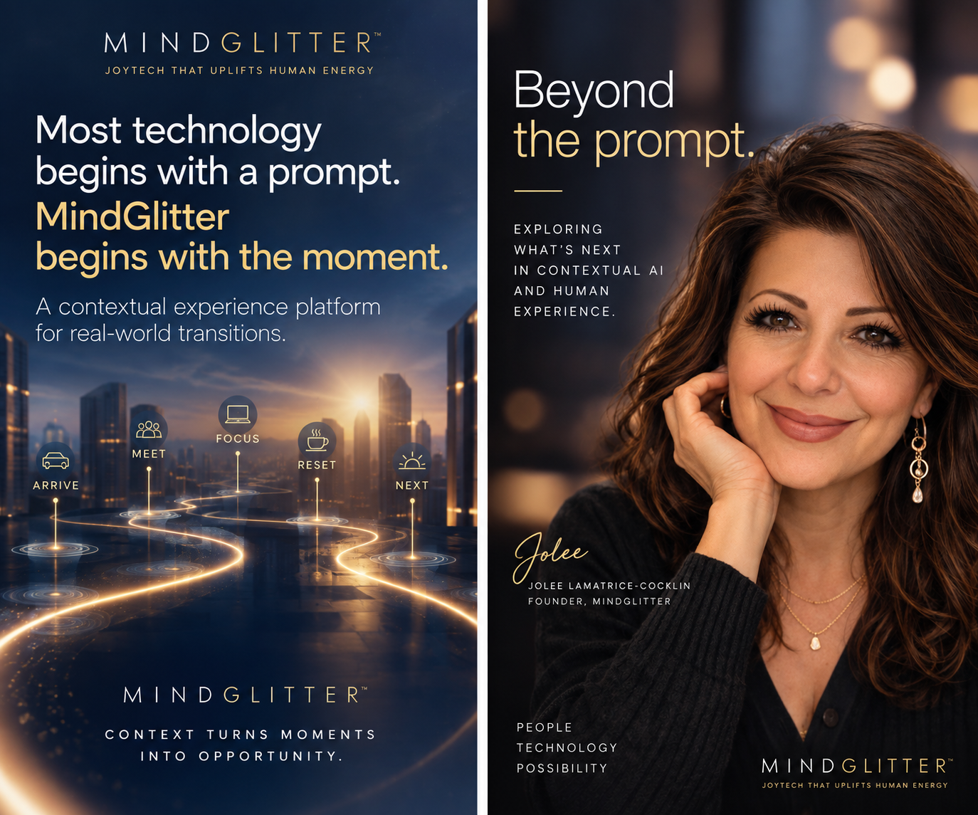 Jolee Lamatrice-Cocklin beside MindGlitter’s contextual transition pathway